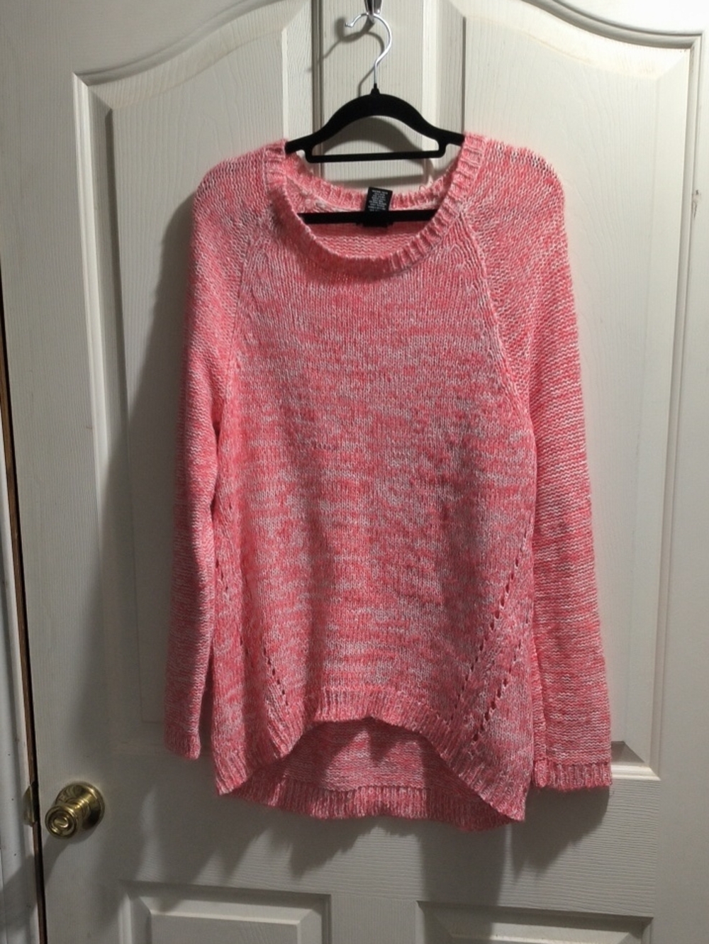new directions Coral Pink Marled Crewneck Sweater